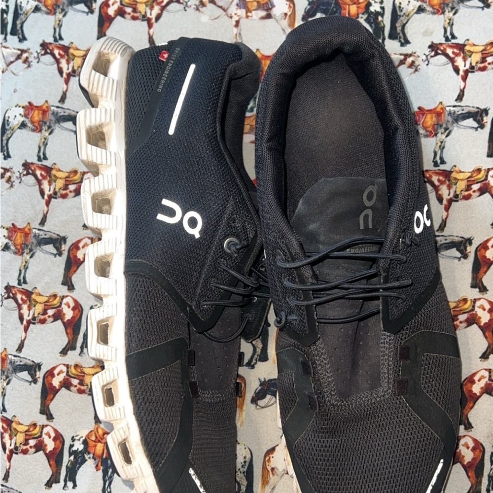 Men's Black and White Athletic Shoes on cloud